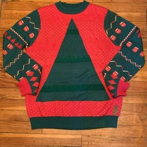 Tipsy Elves Christmas Tree Sweater Size Large Red Green Crew Neck Pullover